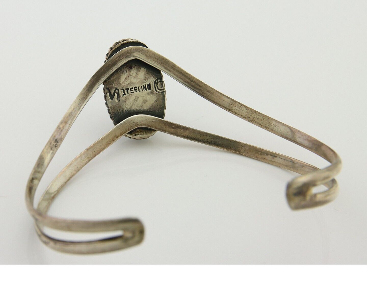 Navajo Bracelet 925 Silver Turquoise Cuff Artist Signed MC C.80's