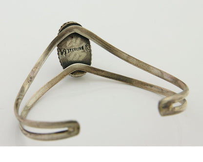 Navajo Bracelet 925 Silver Turquoise Cuff Artist Signed MC C.80's