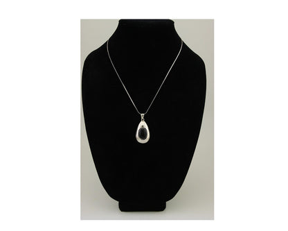 Navajo Necklace 925 Silver Natural Onyx Native Artist Signed M Montoya C.80's