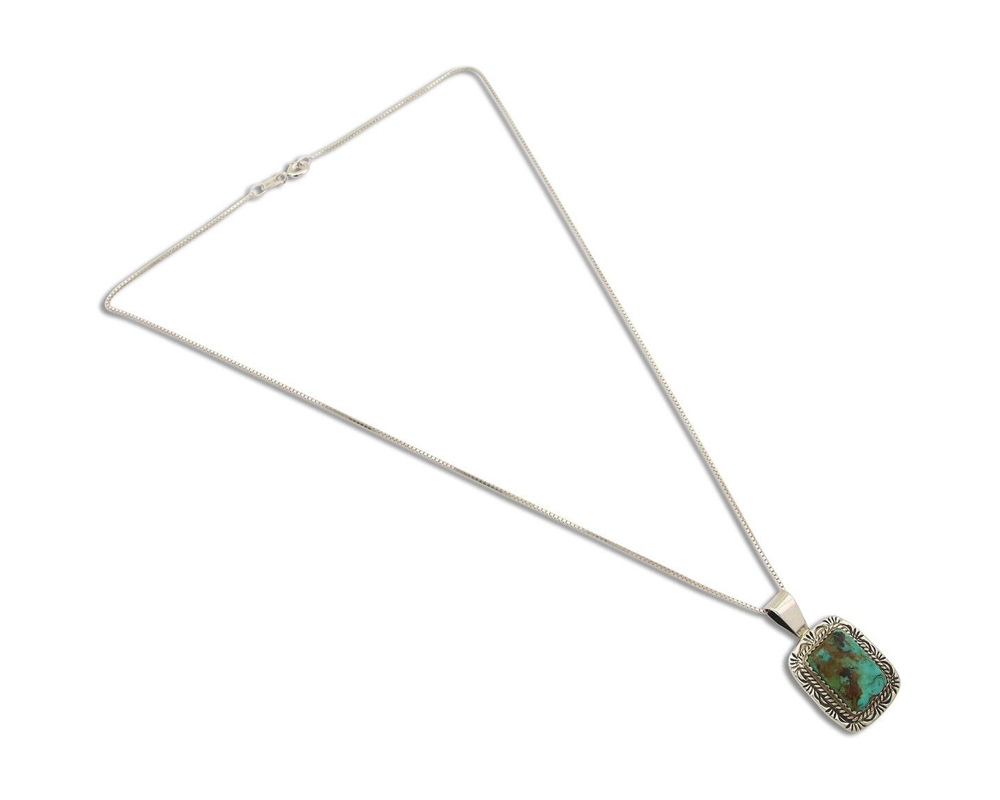 Navajo Necklace 925 Silver Natural Turquoise Artist Signed Lawrence Baca C.80's