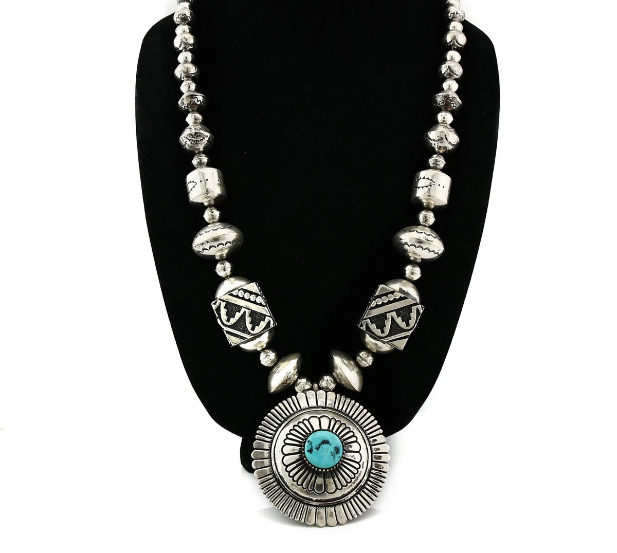 Navajo Necklace Natural Turquoise Vintage Signed Thomas Singer C.80's