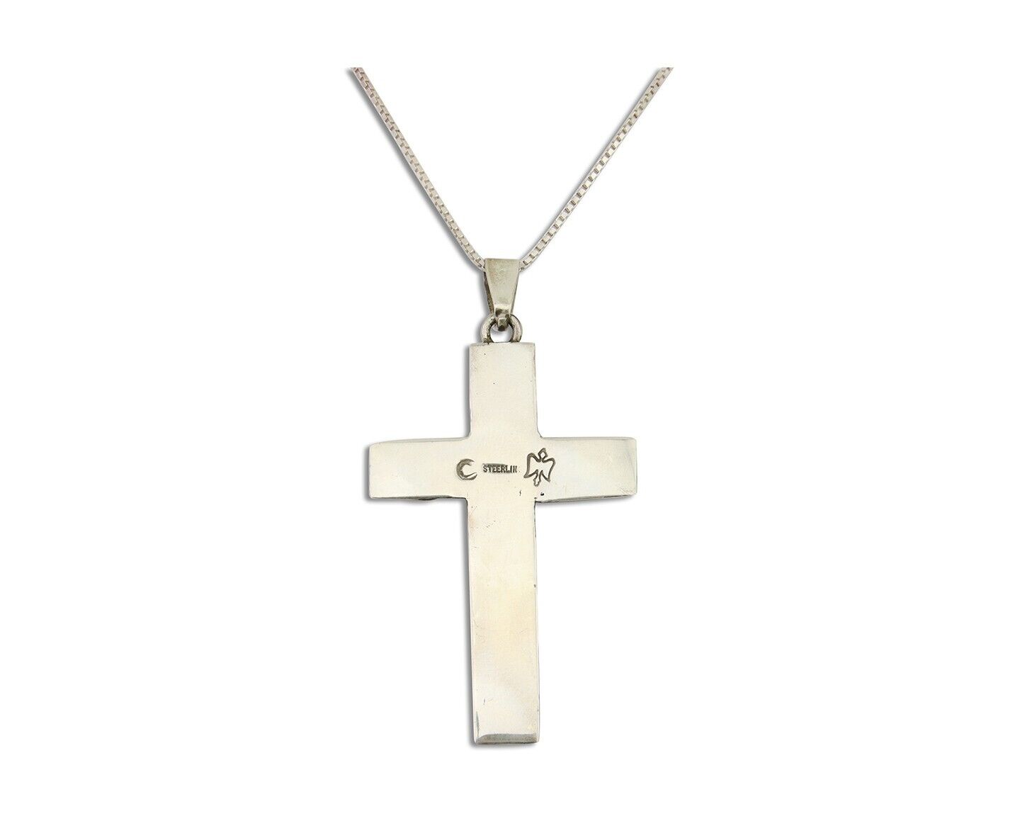 Navajo Cross Pendant 925 Silver Turquoise Artist Signed C Montoya C.80's