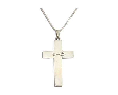 Navajo Cross Pendant 925 Silver Turquoise Artist Signed C Montoya C.80's