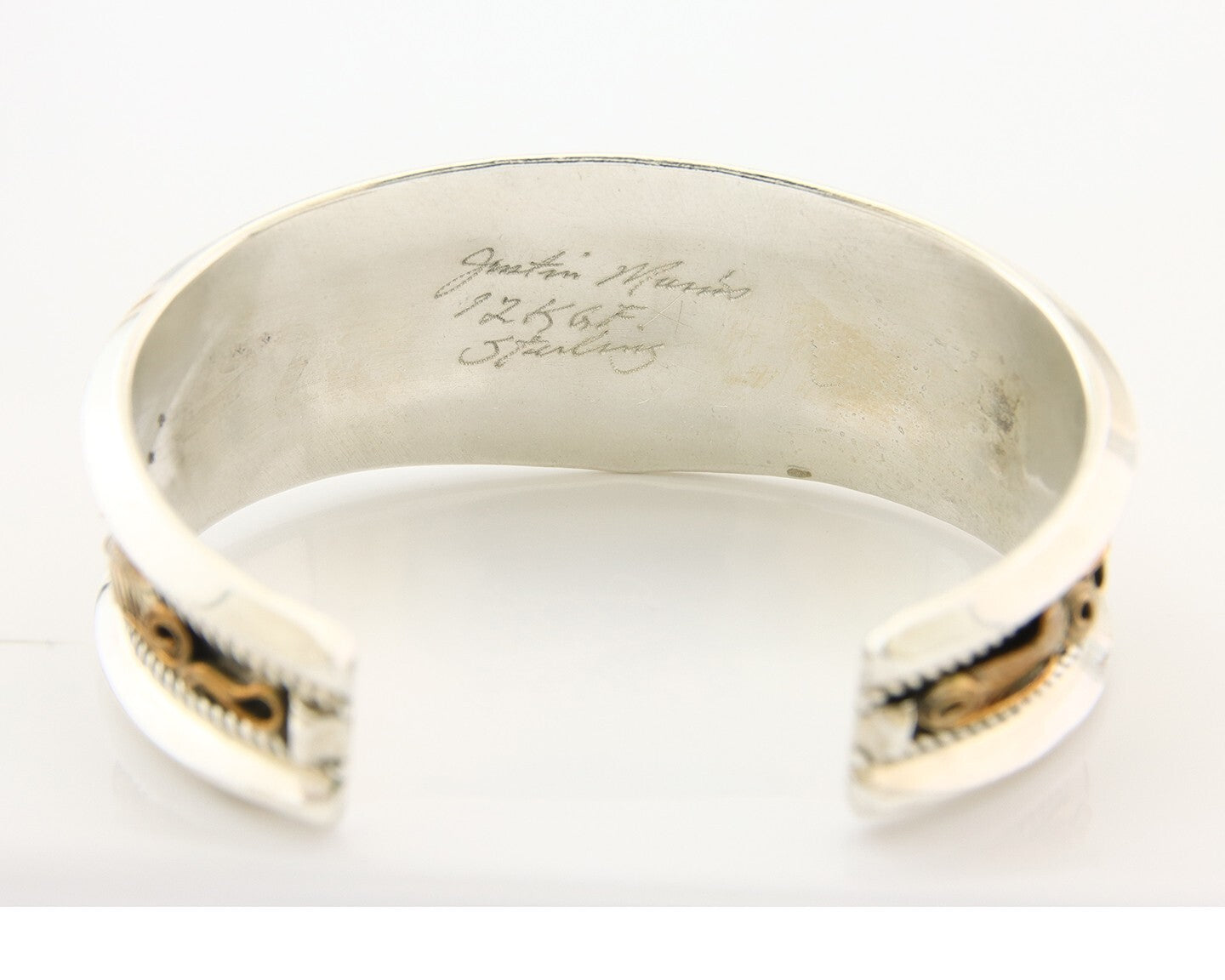 Navajo Bracelet 925 Silver & 12k Yellow Gold Filled Signed Justin Morris C.80's