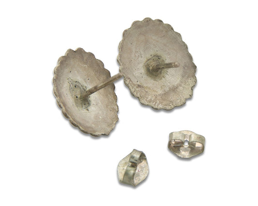 Navajo Earrings 925 Silver Natural Coral Native American Artist C.80's