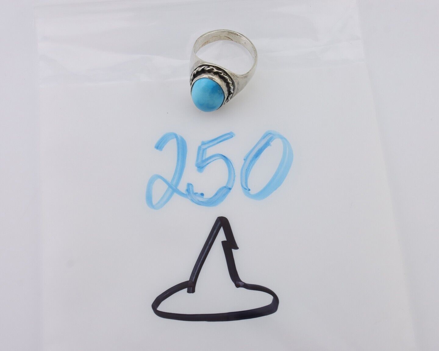 Navajo Ring 925 Silver Sleeping Beauty Turquoise Native Artist C.80's