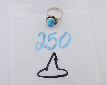 Navajo Ring 925 Silver Sleeping Beauty Turquoise Native Artist C.80's