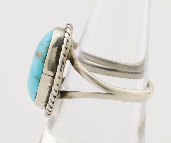 Navajo Ring 925 Silver Natural Blue Turquoise Native American Artist C.80's