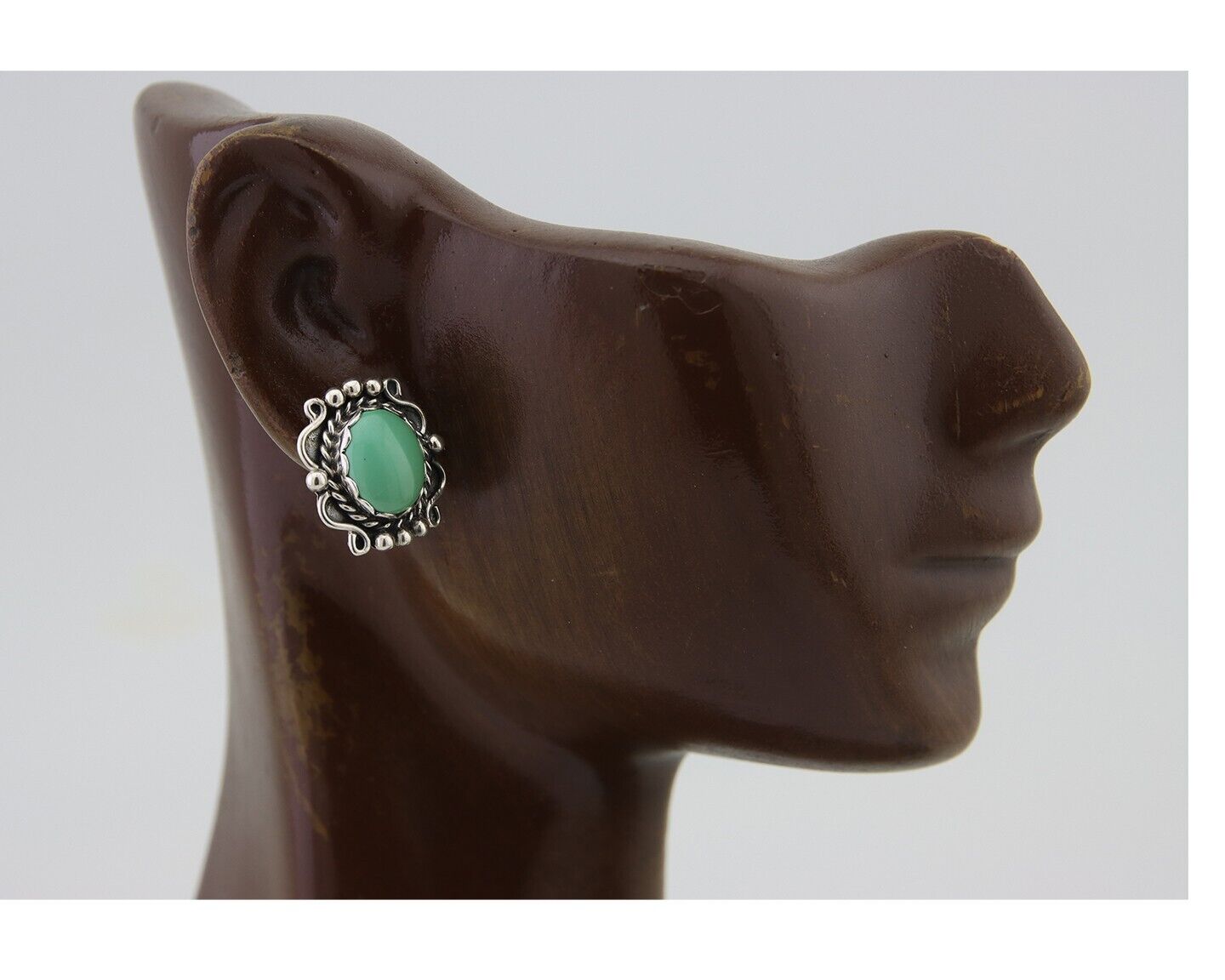 Navajo Earrings 925 Natural Turquoise Native Artist Signed VM C.80's
