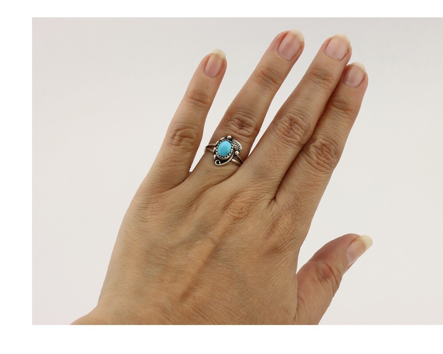 Navajo Ring 925 Silver Turquoise Artist Signed SkyStone Creations C.80's