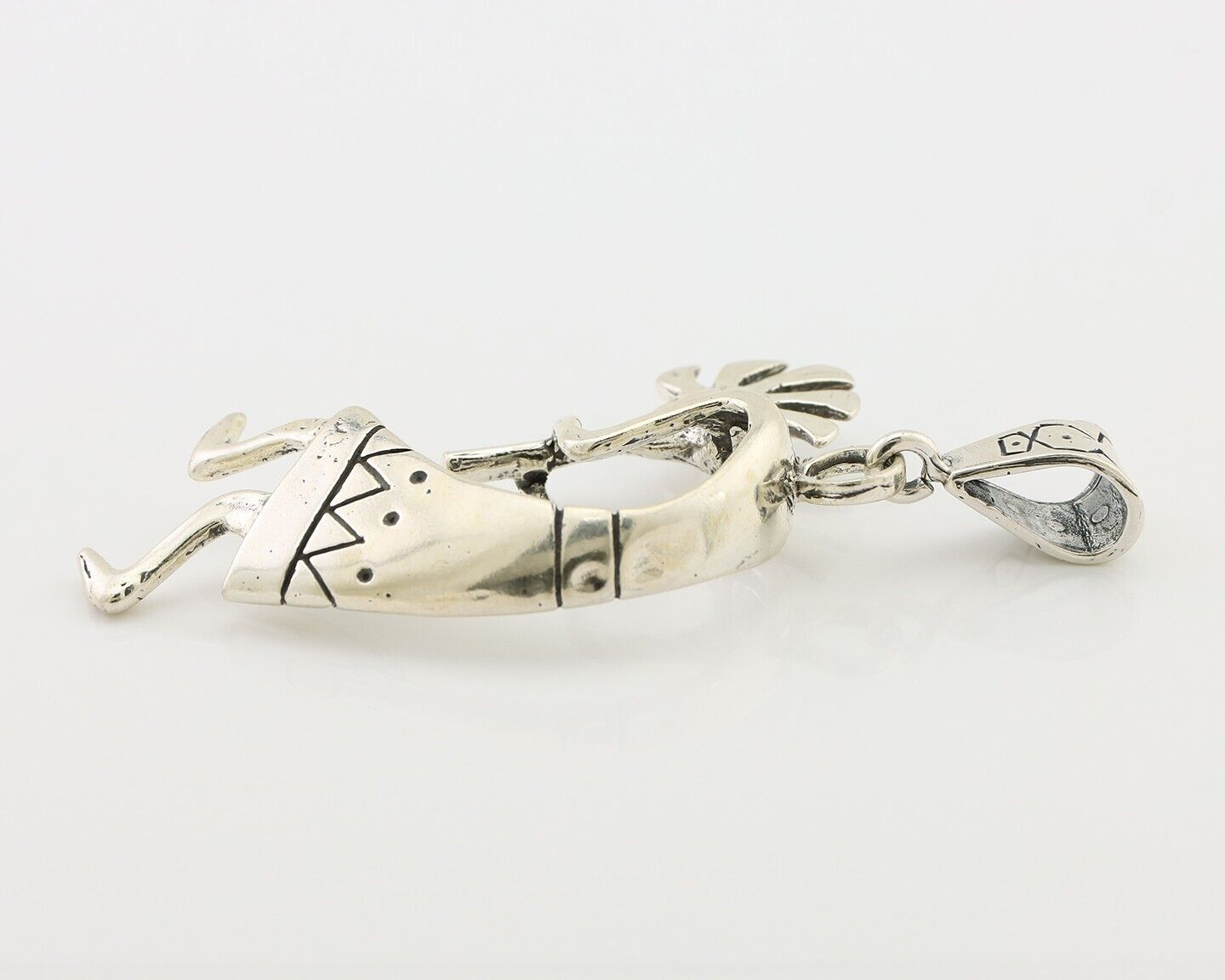 Navajo Kokopelli Pendant 925 Sterling Silver Artist Signed Masha C.80's