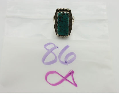 Navajo Ring 925 Silver Spiderweb Turquoise Artist Signed D C.80's
