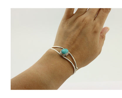 Navajo Bracelet 925 Silver Sleeping Beauty Turquoise Native Artist C.80's