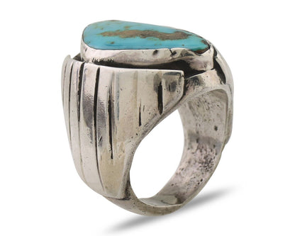 Navajo Ring 925 Silver Kingman Turquoise Native American Artist C.80's