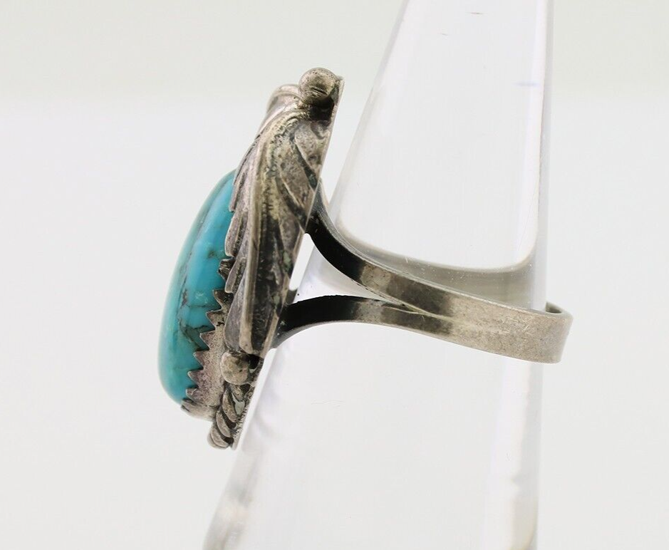 Navajo Handmade Ring 925 Silver Blue Turquoise Native American Artist C.80's