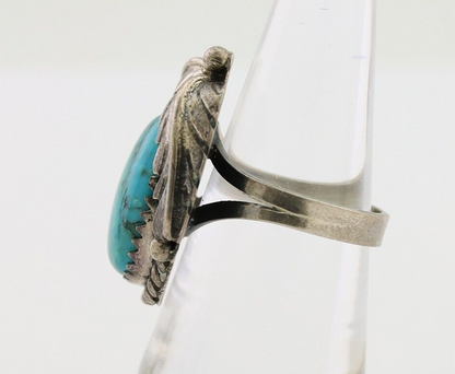 Navajo Handmade Ring 925 Silver Blue Turquoise Native American Artist C.80's