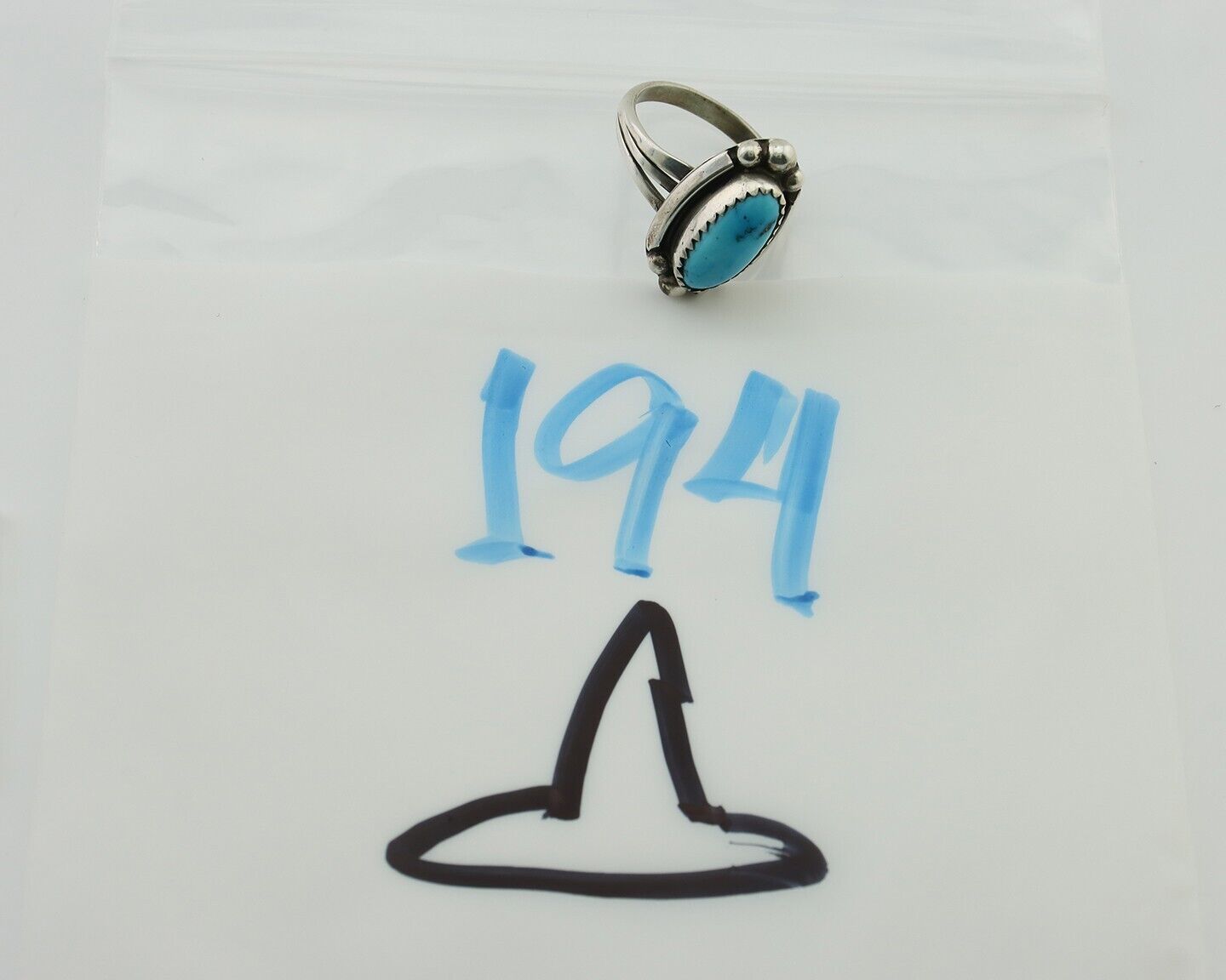 Navajo Ring 925 Silver Sleeping Beauty Turquoise Artist Signed SC C80s