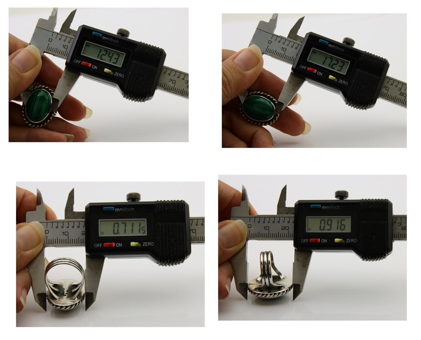 Navajo Ring 925 Silver Natural Malachite Native American Artist C.80's