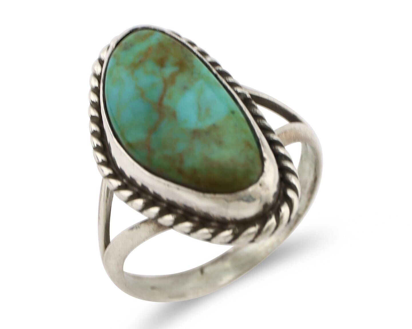 Navajo Ring 925 Silver Natural Turquoise Artist Signed Rabbit Stick C.80's