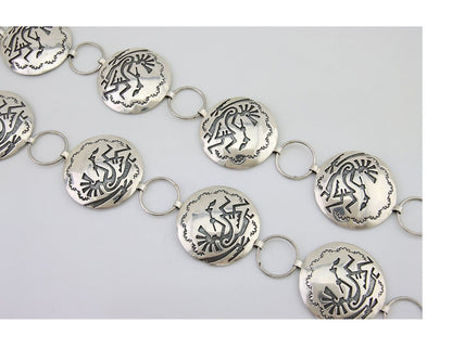 Navajo Kokopelli Concho Belt in Solid 925 Sterling Silver 35 inches