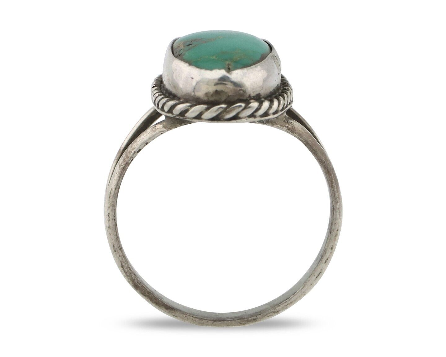 Navajo Ring .925 Silver Natural Kingman Turquoise Native American Signed C.80's