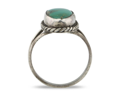 Navajo Ring .925 Silver Natural Kingman Turquoise Native American Signed C.80's