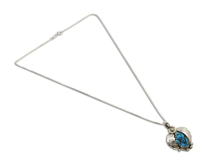 Navajo Necklace 925 Silver Natural Seafoam Turquoise Native Artist C.80's