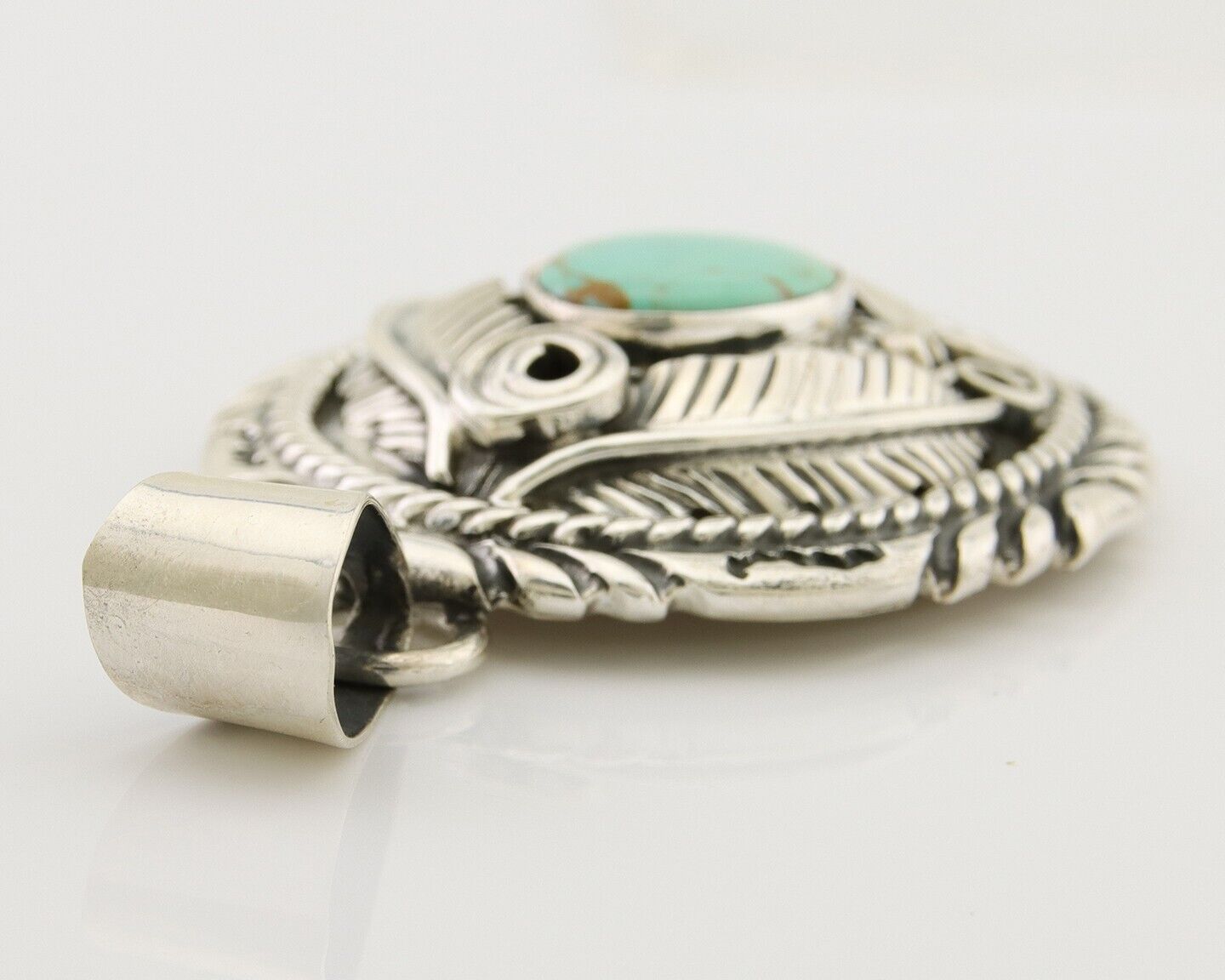 Navajo Pendant 925 Silver Natural Blue Turquoise Native American Artist C.80's