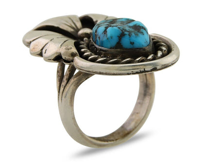 Navajo Ring 925 Sterling Silver Natural Turquoise Artist Signed LT C.80's