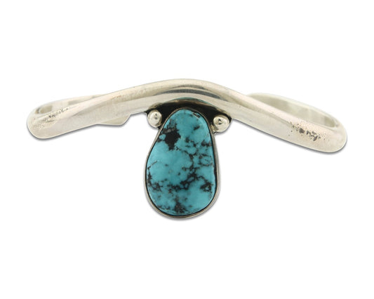 Vintage Navajo Bracelet 925 Silver Turquoise Handmade Signed Tim Guerro