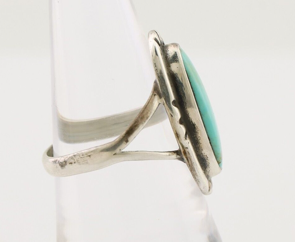 Navajo Handmade Ring 925 Silver Blue Turquoise Artist Signed Kachina C.80's