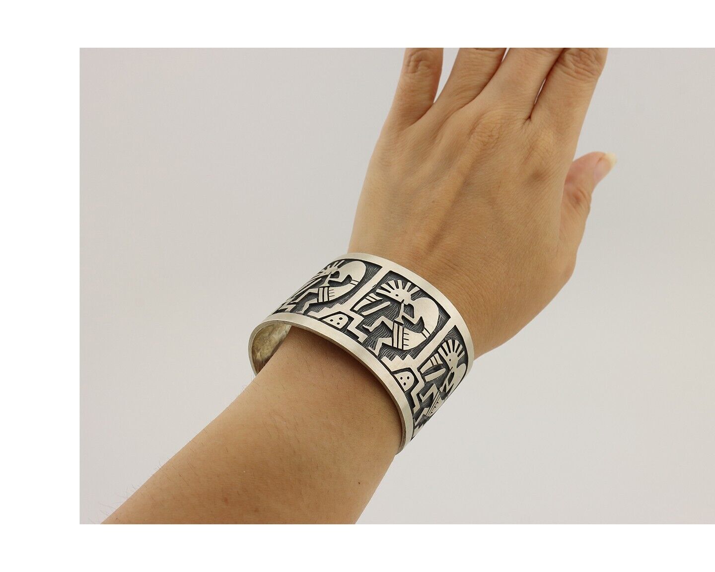 Navajo Kokopelli Bracelet 925 Silver Native American Artist Handmade C.80's