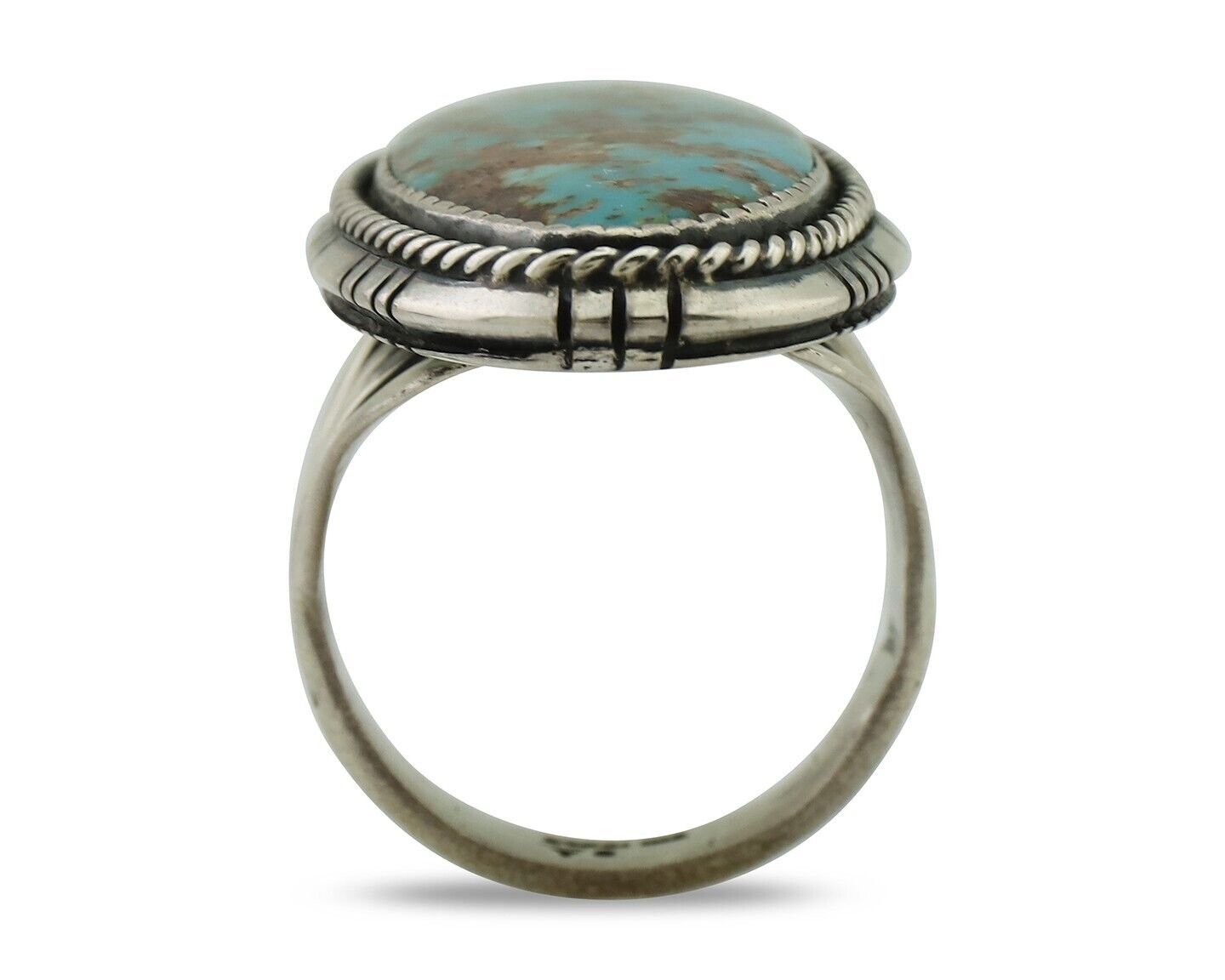 Navajo Handmade Ring 925 Silver Natural Turquoise Artist Signed TS C.80's