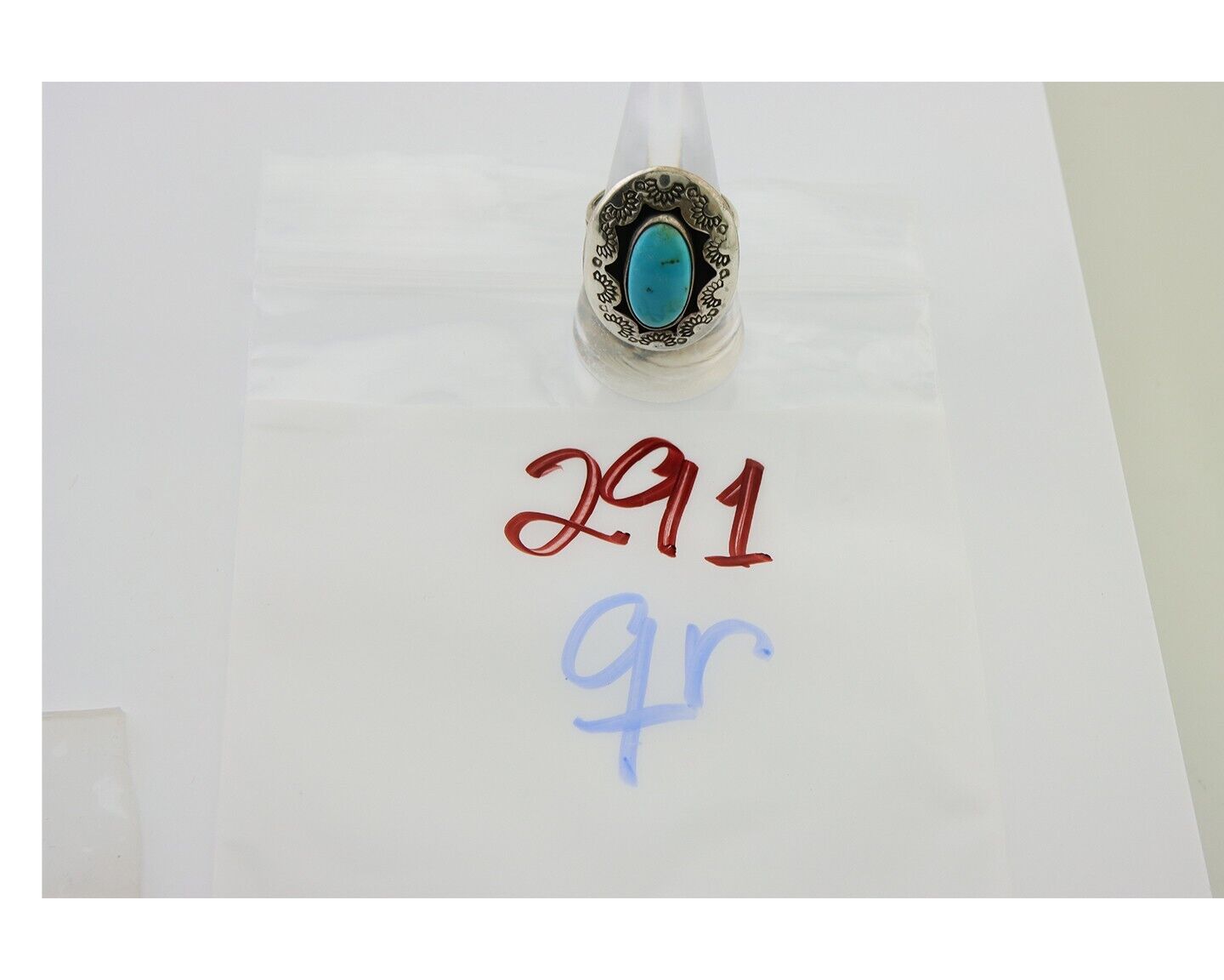 Navajo Handmade Ring 925 Silver Natural Arizona Signed M Horse C.80's