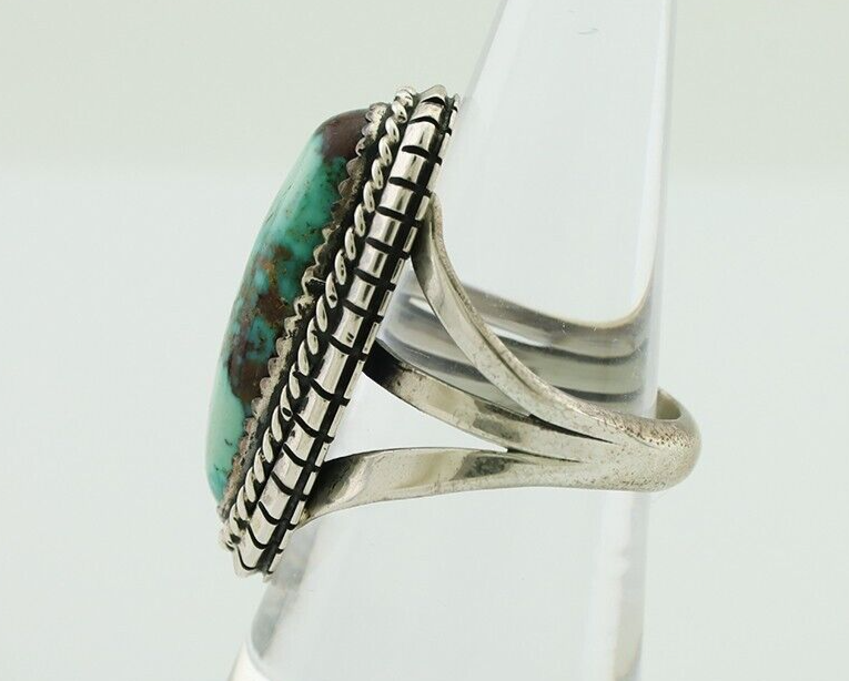 Navajo Handmade Ring 925 Silver Natural Turquoise Artist Signed TS C.80's