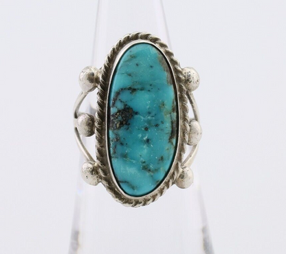 Navajo Ring 925 Silver Natural Kingman Turquoise Native American Artist C.80's