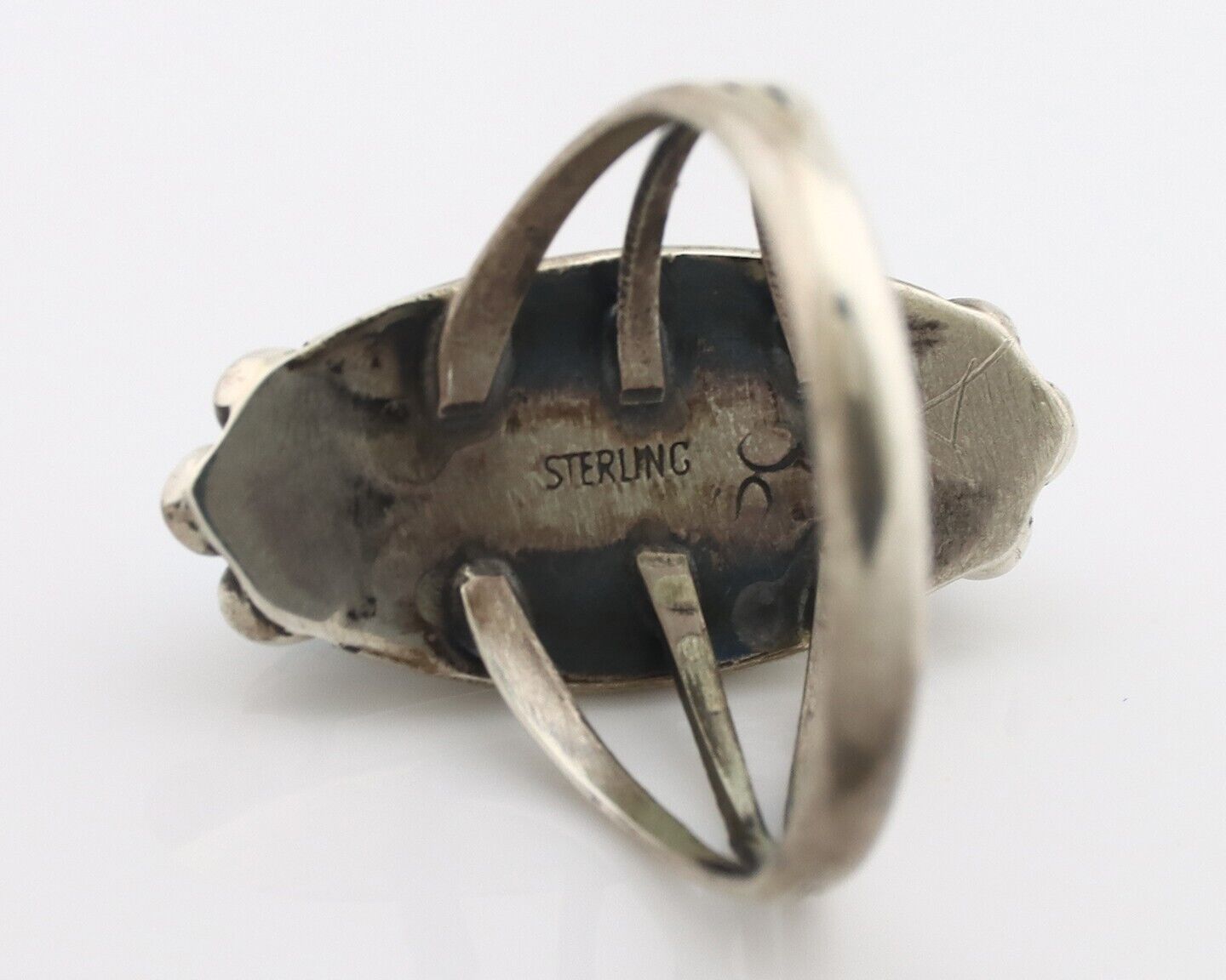 Navajo Ring .925 Silver Sleeping Beauty Turquoise Signed SkyStone Creations C80s