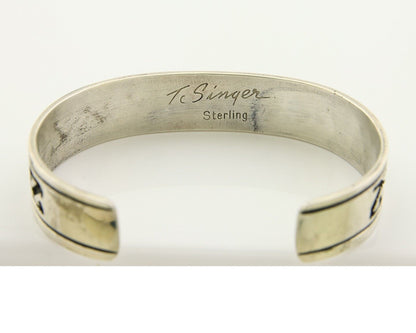 Navajo Bracelet 925 Silver Handmade Cuff Artist Signed Tommy Singer C.80's
