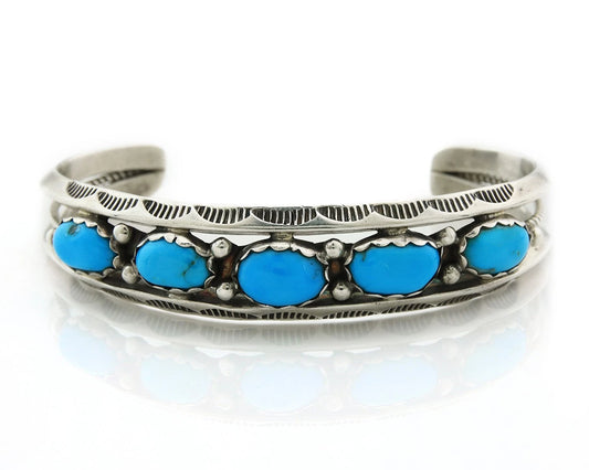 Navajo Cuff Bracelet 925 Sterling Silver Turquoise Vintage Signed Jeff Largo