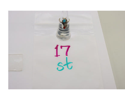 Navajo Handmade Ring 925 Silver Turquoise & Coral Native Artist C.80's