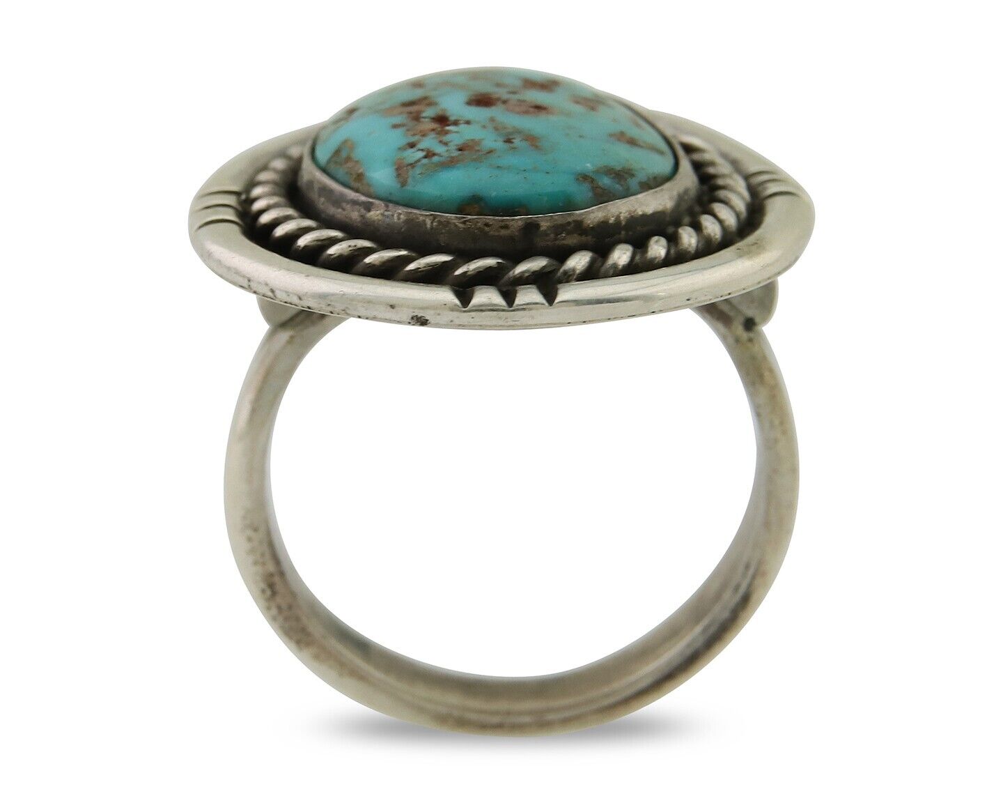 Navajo Handmade Ring 925 Silver Nevada Turquoise Native Artist C.80's