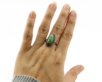 Navajo Ring .925 Silver Royston Turquoise Native American Artist C.1980's