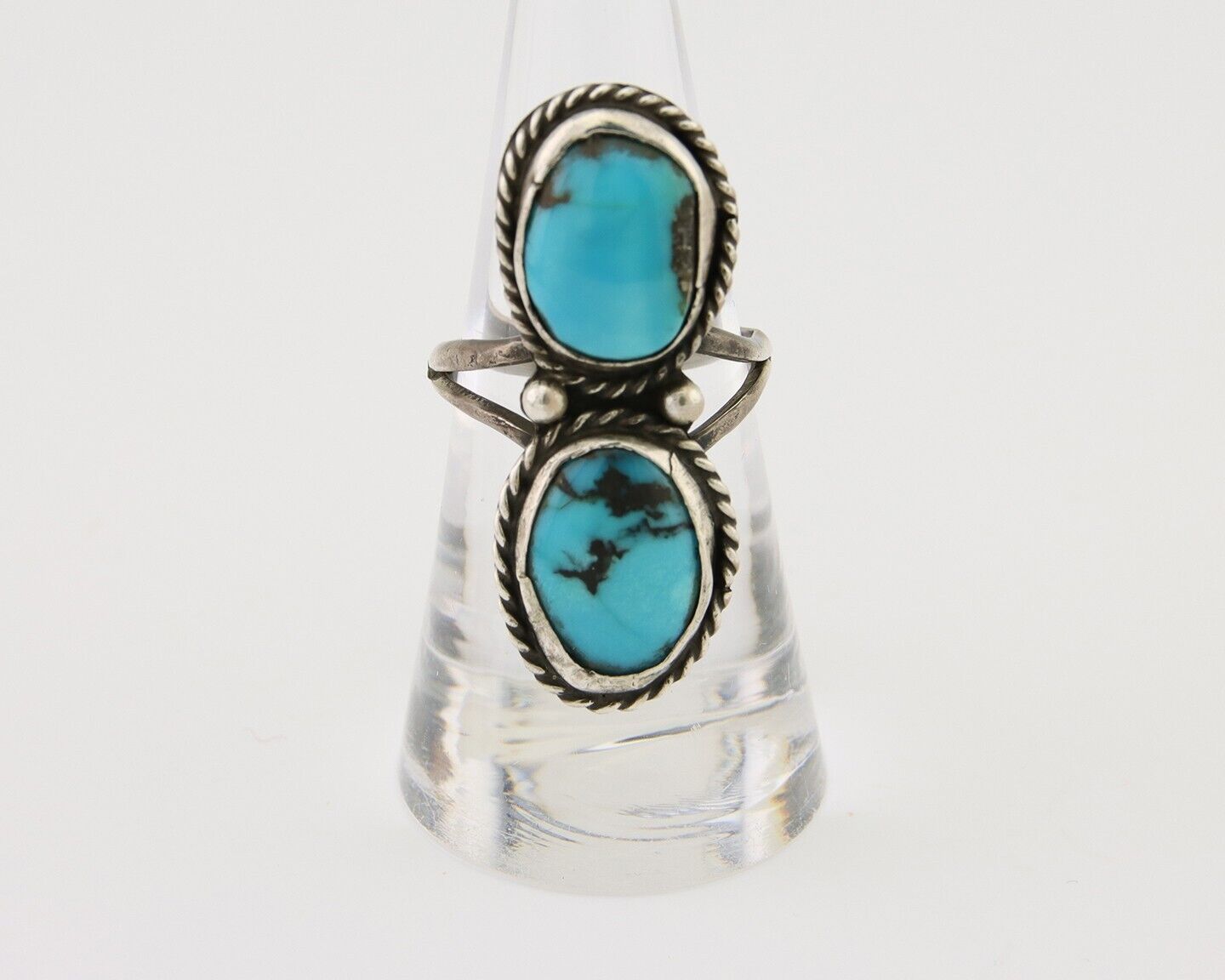 Navajo Ring 925 Silver Natural Blue Turquoise Native American Artist C.80's