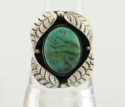 Navajo Ring 925 Silver Natural Turquoise Native American Artist C.80's