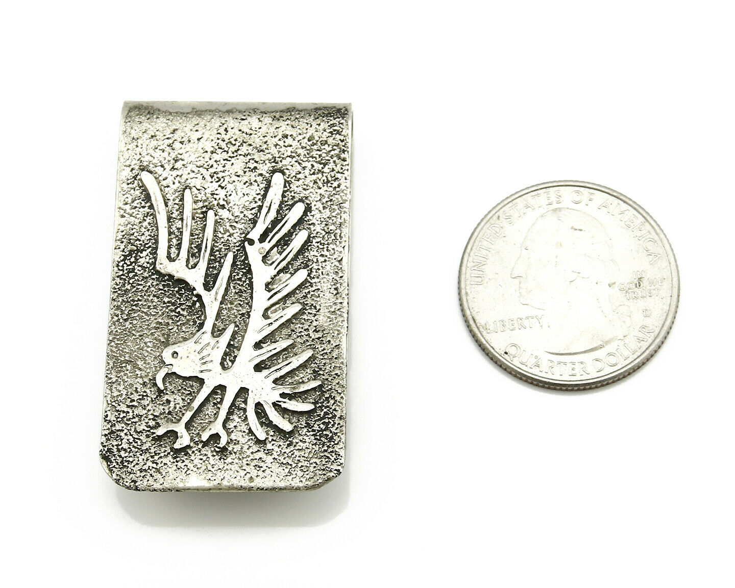 Navajo Money Clip .925 Silver & Nickle Hand Stamped Artist RB C.80's-90's