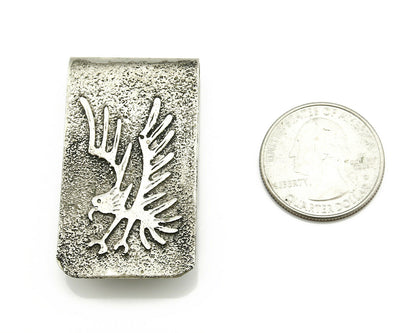 Navajo Money Clip .925 Silver & Nickle Hand Stamped Artist RB C.80's-90's