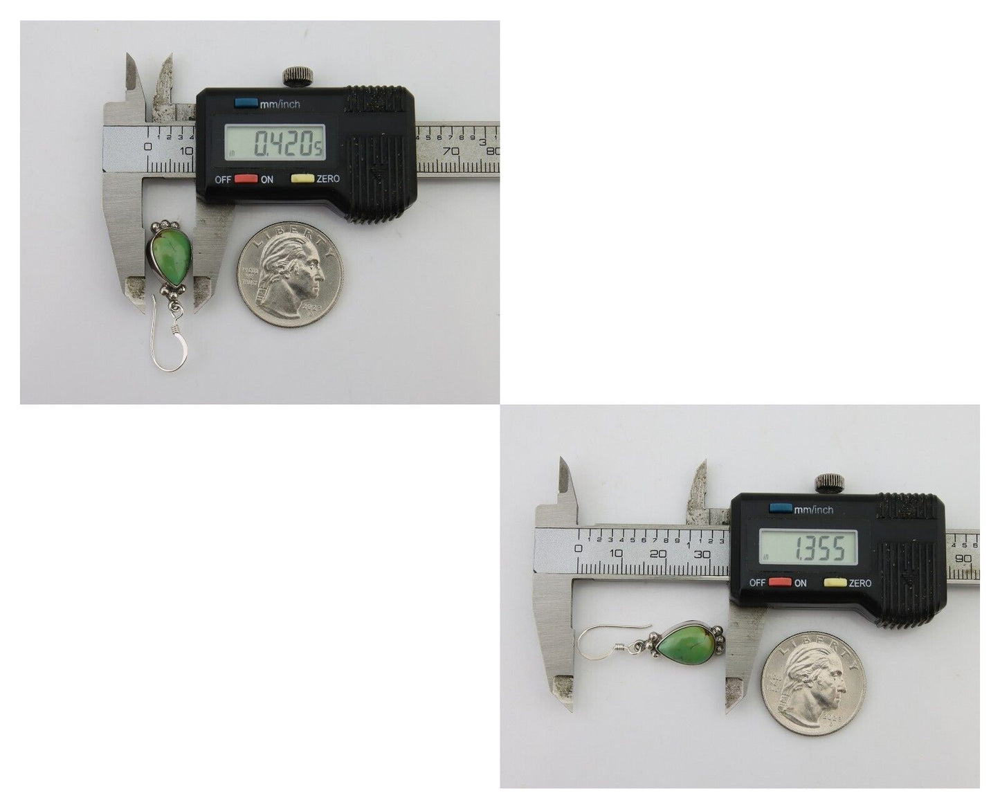 Navajo Dangle Earrings 925 Silver Natural Turquoise Native American Artist C80s