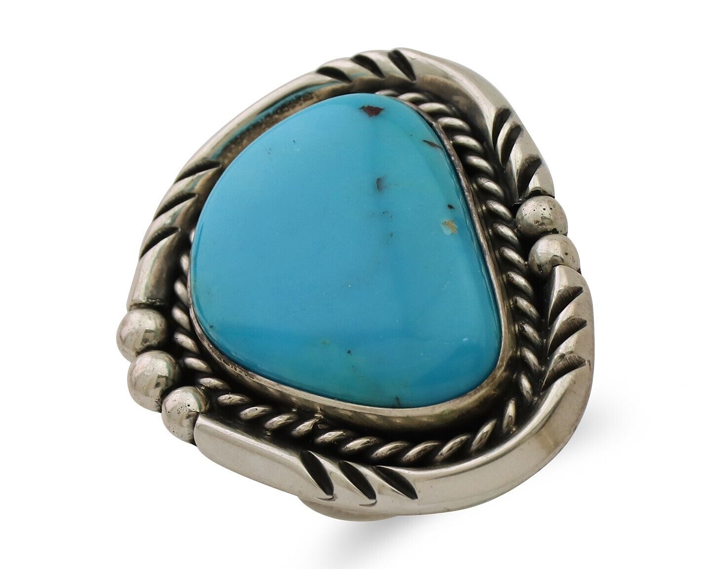 Navajo Handmade Ring 925 Silver Natural Turquoise Artist Signed Ben S C.80's