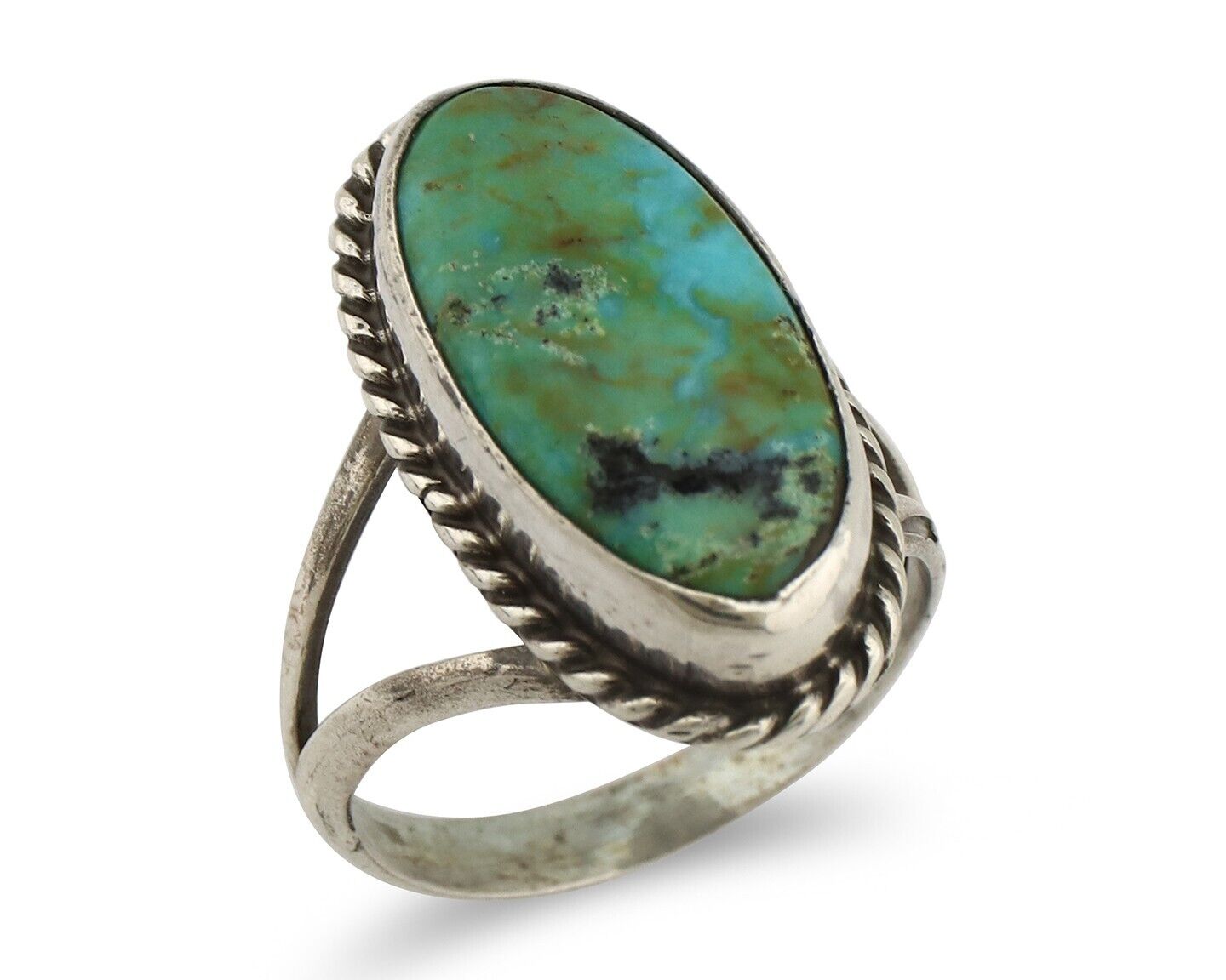 Navajo Ring 925 Silver Kingman Turquoise Artist Native American Signed C.80's