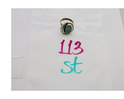 Navajo Ring 925 Sterling Silver Blue Turquoise Artist Signed IJC C.80's